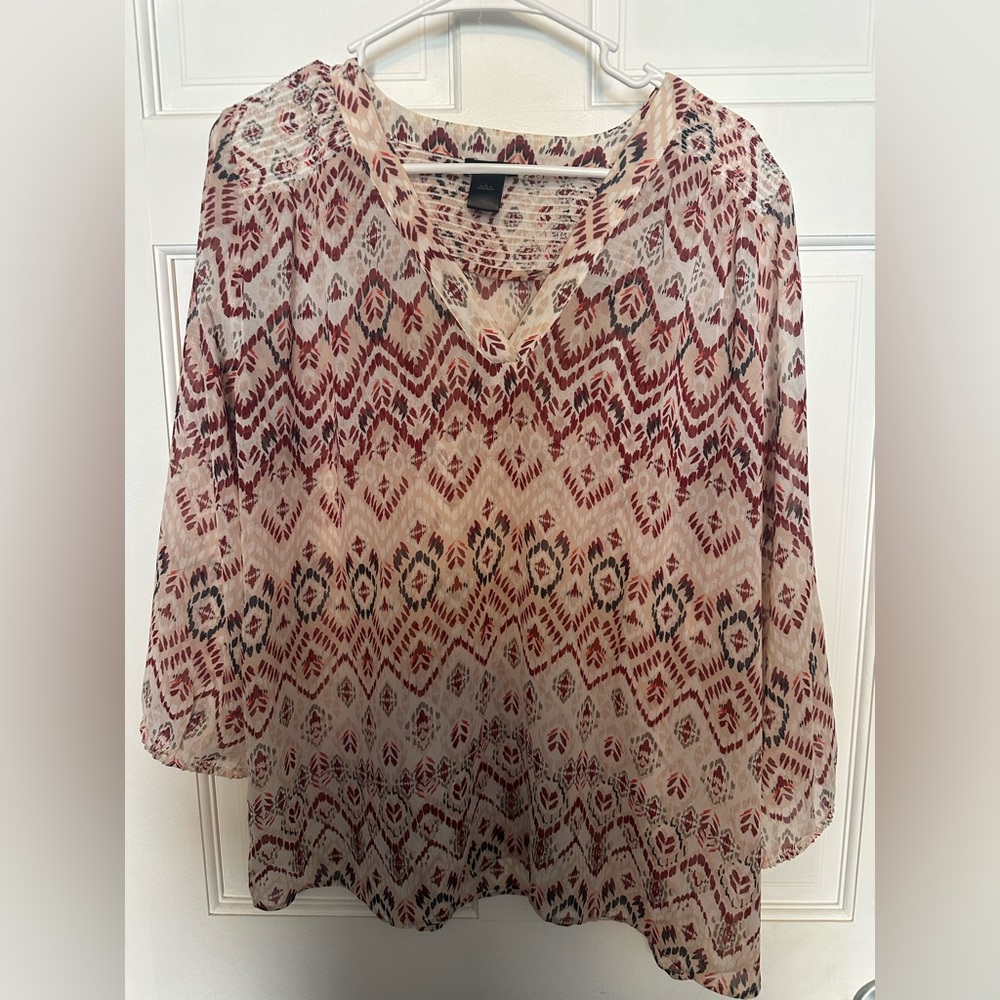 Ann Taylor Boho Patterned Blouse - image 1